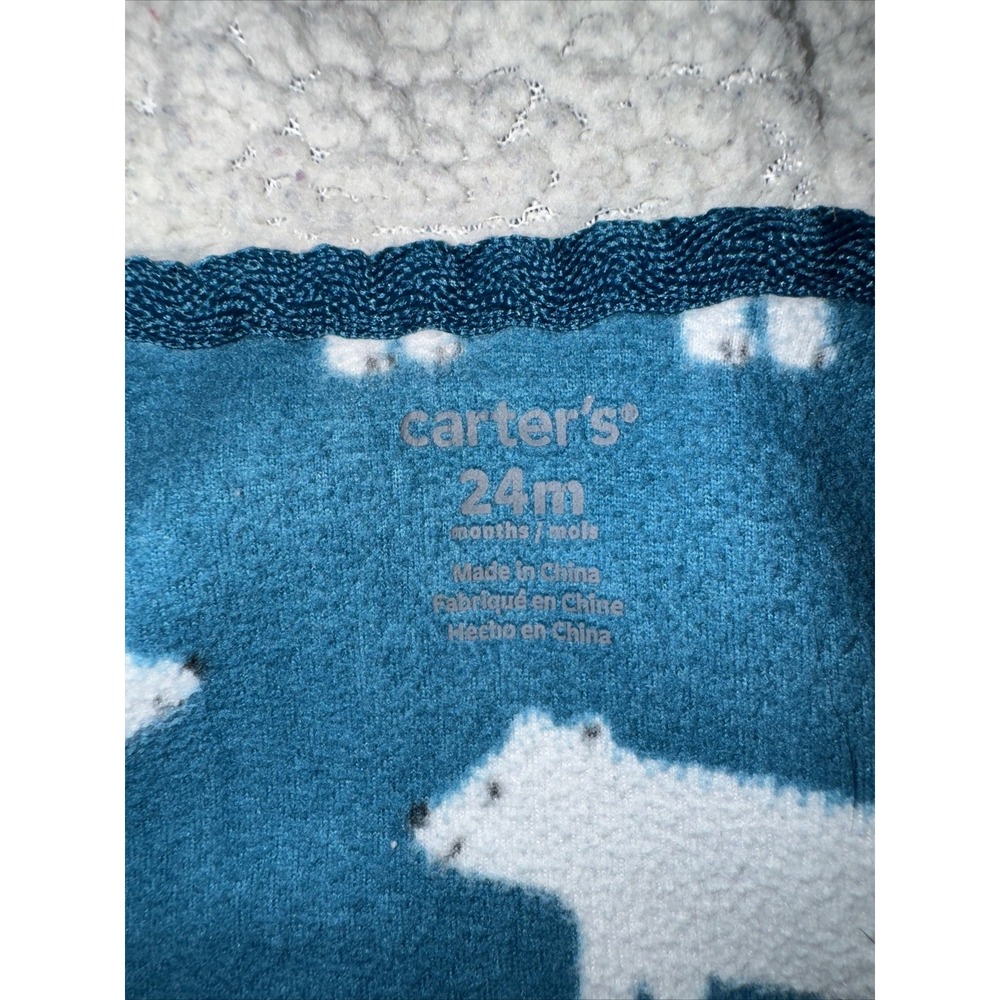 Carters Hoodie Baby Size 24 Months Blue Polar Bears Zip Up Hoodie - Picture 3 of 4